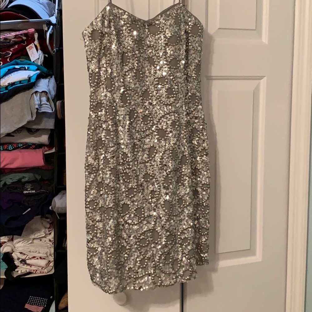 Sequined Strapless Adrianna Pappel Evening Dress
